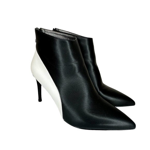 Women Stiletto Ankle Boots Size 7.5 High Heel Pointed Toe Black White NEW - Picture 8 of 15